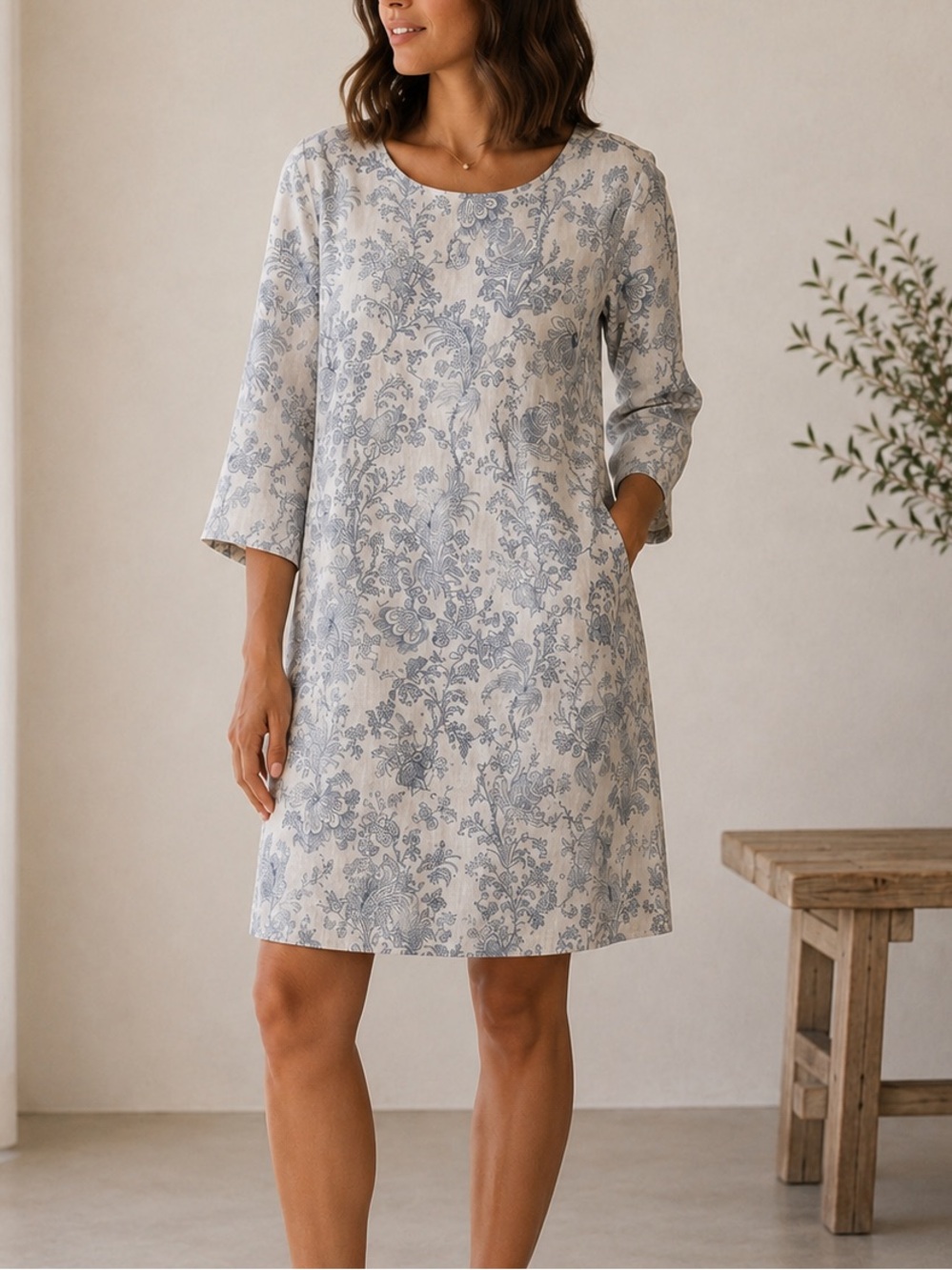 Malvin I Love Linen Shift Dress with Pockets Size L